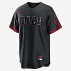 Jersey de béisbol Replica para hombre MLB Cincinnati Reds City Connect (Barry Larkin) - Negro