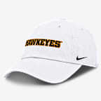 Iowa Hawkeyes Core Club Mascot Wordmark Men's Nike College Adjustable Hat - White