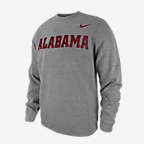 Alabama Club Fleece Men's Nike College Crew-Neck Sweatshirt - Carbon Heather