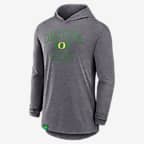 Oregon Ducks Blitz Men's Nike Dri-FIT College Long-Sleeve Hooded T-Shirt - Grey Heather