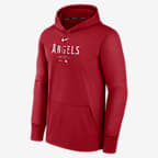 Los Angeles Angels Authentic Collection Practice Men's Nike Therma MLB Pullover Hoodie - Red