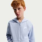 Huvtröja i sweatshirttyg Nike Club Fleece med hel dragkedja för ungdom