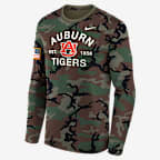 Playera de manga larga universitaria Nike Dri-FIT para hombre Auburn 2025 Military Appreciation Legend
