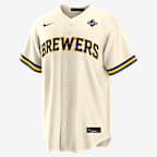 William Contreras Milwaukee Brewers 2026 World Series Participant Men's Nike MLB Replica Jersey - Cream