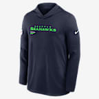 Seattle Seahawks Pure Fury Sideline Men's Nike Dri-FIT NFL Long-Sleeve Hooded Top - Navy