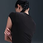 ナイキ スポーツウェア チル ニット ウィメンズ タイト ショートスリーブ クロップド モックネック トップ