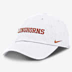 Gorra universitaria Nike ajustable para hombre Texas Longhorns Core Club Mascot Wordmark - Blanco