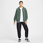 เสื้อมีฮู้ดซิปยาวผ้าฟลีซอุ่นสบายขนาดโอเวอร์ไซส์ผู้หญิง Nike Sportswear Phoenix Plush