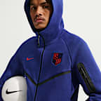 Sudadera con gorro de fútbol Nike de cierre completo para hombre de la selección nacional de fútbol masculino de Estados Unidos Tech Fleece Windrunner