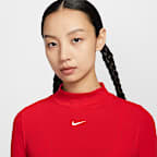 Nike Sportswear Essential Women's Ribbed Mock-Neck Long-Sleeve Top