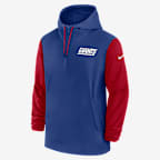 New York Giants Sideline Pre-Game Player Men's Nike NFL 1/2-Zip Hooded Jacket