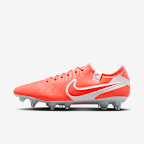 Nike Tiempo Legend 10 Elite Soft-Ground Low-Top Football Boot - Hot Lava/White