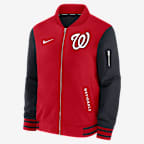 Washington Nationals Authentic Collection Dugout Chamarra bomber Nike de la MLB de cierre completo para hombre
