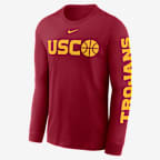 Playera de manga larga universitaria Nike para hombre USC Trojans Basketball Icon