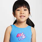Traje de baño de una pieza con diseño de espalda en U para niñas talla pequeña Nike Swim