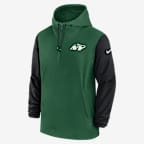 Chamarra Nike de la NFL con gorro de medio cierre para hombre New York Jets Sideline Pre-Game Player