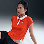 Damska dopasowana koszulka polo w stylu retro