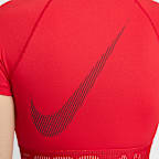 Nike Pro 女款 Dri-FIT 短袖短版圖樣上衣