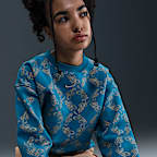 Nike Sportswear Club Fleece Big Kids' (Girls') Oversized Printed Crewneck Sweatshirt