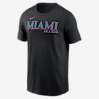 Playera Nike de la MLB para hombre Miami Marlins City Connect Wordmark - Negro
