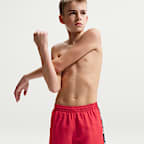 Shorts de playa o alberca con forro de ropa interior de 18 cm para niño talla grande Nike Swim Breaker Logo Tape