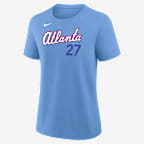 Austin Riley Atlanta Braves City Connect Women's Nike MLB T-Shirt - Powder Blue