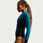 Traje de baño de una pieza de manga larga HydraLock para mujer (CB) Nike Swim Fusion