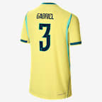 Gabriel Magalhães Brazil National Team 2026 Match Home Big Kids' Nike Dri-FIT ADV Soccer Jersey - Canary/Light Menta/Geode Teal