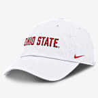 Ohio State Buckeyes Core Club Mascot Wordmark Men's Nike College Adjustable Hat - White