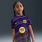 FC Barcelona Academy Pro Home Nike Dri-FIT Pre-Match Kurzarm-Fußballoberteil (ältere Kinder)