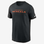 Playera Nike de la NFL para hombre Cincinnati Bengals Primetime Wordmark Essential - Negro