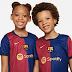 Tredelat fotbollsställ FC Barcelona 2024/25 Stadium (hemmaställ) Nike Replica för barn