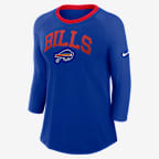 Playera de manga ¾ Nike de la NFL para mujer Buffalo Bills