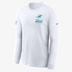 Playera de manga larga Nike Dri-FIT de la NFL para hombre Miami Dolphins Sideline Team Issue - Blanco