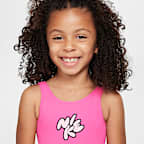 Traje de baño de una pieza con diseño de espalda en U para niñas talla pequeña Nike Swim