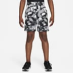 Nike Dri-FIT Multi+ Big Kids' (Boys') Printed Training Shorts (Extended Size) - Black/White