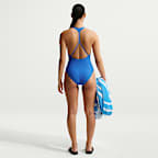 Traje de baño de una pieza con cuello en V para mujer Nike Swim Hydralock Luxe