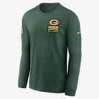 Playera de manga larga Nike Dri-FIT de la NFL para hombre Green Bay Packers Sideline Team Issue