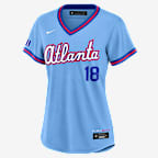Jersey Nike de la MLB Stadium para mujer Mike Yastrzemski Atlanta Braves City Connect - Azul pólvora