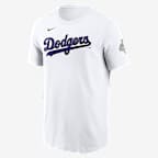 Clayton Kershaw Los Angeles Dodgers 2025 World Series Champion Gold Series Men's Nike MLB T-Shirt - White