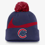 Gorro Nike de la MLB con dobladillo y pompón para hombre Chicago Cubs Peak - Royal