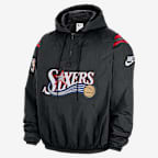 Sudadera con gorro de medio cierre Nike Therma-FIT de la NBA para hombre Philadelphia 76ers Hardwood Classics