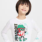 Playera de manga larga Peace de corte cuadrado para niño talla pequeña Nike