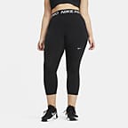 Legging court taille mi-haute Nike Pro pour Femme (Grande taille) - Noir/Blanc