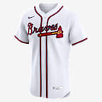 Jersey Nike Dri-FIT ADV de la MLB Elite para hombre Ronald Acuña Jr. Atlanta Braves - Blanco