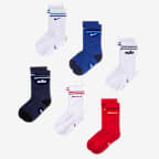 Nike Everyday Kids' Cushioned Crew Socks (6 Pairs) - Multi-Color