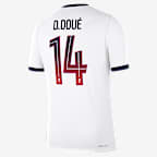 Désiré Doué Paris Saint-Germain 2026/27 Match Away Men's Nike Aero-FIT Soccer Jersey - White/Red/Blue