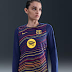 Maglia da calcio a girocollo pre-partita Nike Dri-FIT FC Barcelona Strike da donna – Home