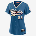 Christian Yelich Milwaukee Brewers City Connect Women's Nike MLB Stadium Jersey - Mineral Blue