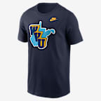 Playera universitaria Nike para hombre West Virginia 1965 Throwback - Azul marino